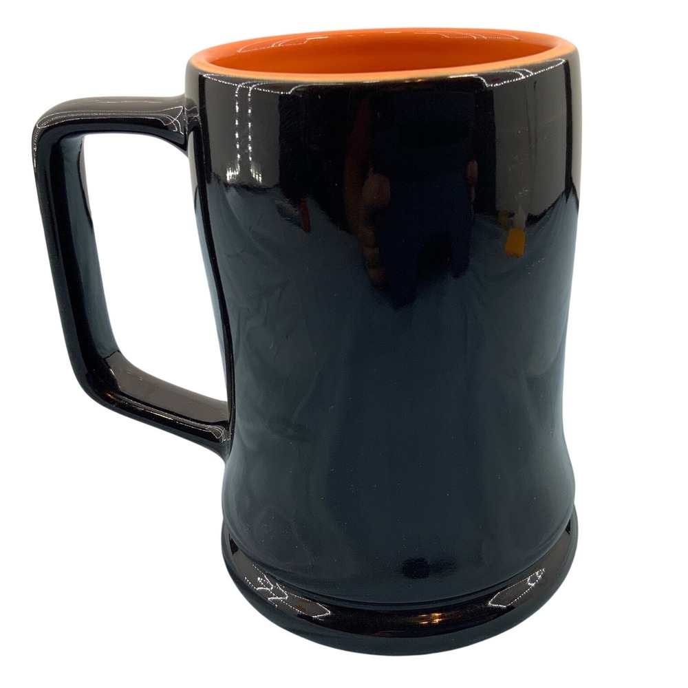 Harley-Davidson 2002 Eagle 3D Relief Ceramic Coffee Mug Black Orange Logo 5in - Picture 2 of 6